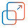 Icon Tech and AI: Scale. A blue and orange square featuring a prominent red arrow pointing in a specific direction.