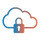 Icon Tech and AI: Secure. A logo representing cloud security, featuring a cloud icon with a padlock symbol, signifying data protection in the cloud